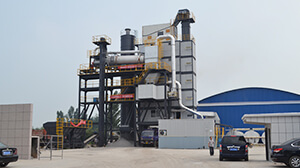 Front view of professional asphalt recycling plant processing unit for road pavement recycling