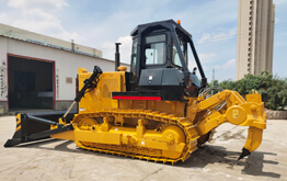 Durable crawler bulldozer operating in mining area