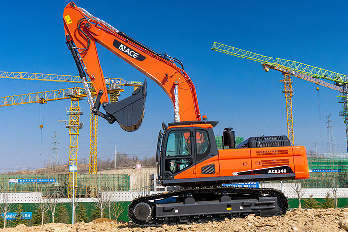 Hydraulic excavator for road construction projects